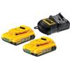 DeWalt Kit 2 batterie da pista XR 18V Li-Ion 2Ah e caricabatteria da pista XR 10.8V - 14.4V - 18V Li-Ion, Multicolore