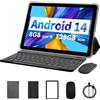 Tablet Android 14 Da 10 Pollici, 8 GB (4+4 Espandi) RAM + 128 GB ROM, Octa Core,