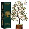 ZENFULSTONE Albero della vita in cristallo di giada verde per fortuna e prosperità, decorazione per casa e ufficio, bonsai fatto a mano per ricchezza, equilibrio e buona fortuna, regalo perfetto per i