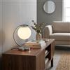 B·LED BARCELONA LED BARCELONA LED Lampada da Tavolo San Cromata a Forma di C con Sfera in Vetro Opalino, Base Rotonda in Alluminio, Design Classico Moderno Retro di Lusso per Camera e Soggiorno