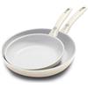 Greenpan Dover Healthy - Set di padelle antiaderenti in ceramica da 20,3 cm e 25,4 cm, senza PFA, lavabili in lavastoviglie, impugnatura comoda, colore: bianco crema