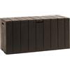 Toomax Baule Multibox Bravo 270L, finitura effetto legno, marrone in plastica resistente 117,5x45x56h cm, montaggio semplice, baule portattrezzi ideale per interni ed esterni