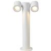 Dopa Lampada da Terra lampione palo paletto Doppio Attacco 2xGU10 Design Moderno con Due Paralumi Orientabili Altezza 44CM Grigio marrone bianco Alluminio IP44 Esterno (Bianco)