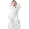 Love To Dream Swaddle UP, taglia media 6,5-8 kg - Crema | Vestibilità aderente, favorisce un sonno sano | 1,0 Tog per primavera ed estate (20-24°C) | Bambù e doppia cerniera