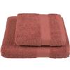 Jolie Firenze BIBIHOME Set asciugamano viso ed asciugamano ospite in spugna di puro cotone pettinato (550 gr./mq.) tinta unita (TERRACOTTA)