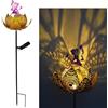 YZYOE Solare Lotus fata lampada da pavimento, giardino decorazione ferro battuto retro carino elfo lampada da pavimento, tramonto senza fili all'alba luce LED impermeabile.