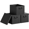 WOLTU Scatola Portaoggetti, Set di 1 Contenitori per Armadio, Scatola con Coperchio Rimovibile, Organizer con Maniglie Pieghevole, in Tessuto, Nero, 48x36x30 cm