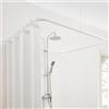 Mirooyu Asta per Tenda Doccia, Asta per Tenda Doccia a Forma di U per Bagno, Negozio di Abbigliamento, in Acciaio Inox 304 con 12 Ganci a Anello e Supporto a Soffitto [ Entrambi i Lati: 60 cm - 132 cm, Centro
