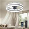 DATO Ventilatore da soffitto con luce, 3 temperature di colore e 6 velocità, controllo tramite app/telecomando, silenzioso, dimmerabile (Bianco, 50CM)