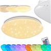 hofstein Lampada a soffitto LED Norton STAR, lampada a soffitto con effetto glitter, cambiacolori RGB e telecomando, 15 Watt, 900 Lumen, 3000 K, lampada da bagno dimmerabile con effetto cielo stellato, IP44