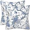 DILOXNSU Set di 2 federe per cuscino, 40 x 40 cm, colore blu, motivo uccelli cinesi, fiori decorativi, in velluto, moderni, astratti, per divano, soggiorno, cuscino decorativo