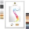 FRAMO Cornice in legno FRAMO 61 x 91,5 cm (dimensione dell'immagine) in pino bianco | Dimensione personalizzabile | Cornice per poster | Puzzle | Foto collage | Su misura | Foto quadro su misura