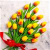 Whaline - Bouquet di 20 tulipani finti, realistici al tatto, in lattice, decorazione floreale per casa, giardino, matrimoni, feste (arancione)