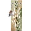 Lupia - Appendiabiti da Parete moderno con pannello in legno Stampato, MINIMALIST BOTANIC 46x125 cm, Design naturale verde beige, 5 Ganci in metallo, Stampa HD, ingresso soggiorno camera da letto