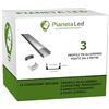 Pianeta Led 3x Profili in Alluminio Grigio da 2 mt (6 mt) TL1205 per Strisce a Led con Cover Trasparente tappi e ganci di montaggio inclusi