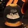 Bykiyevm Sfera di cristallo 3D personalizzata con base luminosa a LED, foto in cristallo 3D, cornici per foto ad ultrasuoni, luce notturna personalizzata, regali commemorativi personalizzati (6 cm)