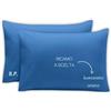 MAYRA Coppia di Federe Personalizzate | Copri Cuscino in 100% Cotone di Alta Qualità | Personalizzabili con Ricamo Nome, Iniziali, Logo, Hotel | Made in Italy | Idea Regalo (Azzurro)