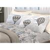 Pellecchia Colori Set Lenzuola Letto Matrimoniale Cotone Made in Italy | Completo 2 Piazze + Federe Fantasia Mongolfiere e Città | Lenzuolo sopra 250x300 + sotto a Angoli 180x200 + Federe 52x82 - MATRIMONIALE, (BEIGE)