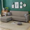IlGruppone Copridivano Trapuntato con Penisola Destra o Sinistra Salvadivano Simple Antimacchia Antiscivolo AntiGraffio Copri Chaise Longue con Lacci Universale - Tortora - 4 Posti+Penisola