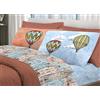 Pellecchia Colori Set Lenzuola Letto Matrimoniale Cotone Made in Italy | Completo 2 Piazze + Federe Fantasia Mongolfiere e Città | Lenzuolo sopra 250x300 + sotto a Angoli 180x200 + Federe 52x82 - 2 P ( ARANCIONE )