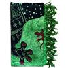 Seamar Telo Arredo Copritutto Grande Geko 210x230 cm 80% Cotone 20% Poliestere Copri divano Gran foulard con Frange Batik (Verde Bottiglia)