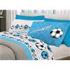 BIANCHERIAWEB Completo Lenzuola Linea Pensieri Delicati 100% Cotone Disegno Calcio Singolo Azzurro