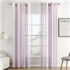 MIULEE Tende a Righe per Interni, Tende Trasparenti in Voile Tende Camera da Letto, Tenda Salotto Moderne con Anelli, Tenda a Pannello da Interno Finestra a Righe Bianche e Lavanda, 2x 140x225 CM