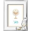 Argenteria MB Portafoto per La Prima Comunione, Cornice Personalizzabile con Incisione del Nome, della Data o di Una Dedica, Realizzato in Argento PVD con Dettagli Oro cm 13 x 18