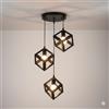 maolo Lampadario Moderno a Sospensione 3 Luci | Design Geometrico con Cubi in Metallo | Attacco E27 | Nero o Bianco Opaco | Illuminazione Industriale per Cucina, Sala da Pranzo, Soggiorno, Ingresso (Nero)