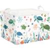 Clastyle Cesto Portabiancheria Animali Marini Cestino Portaoggetti Granchi Cesta Biancheria Genitori per Organizzare Giocattoli Vestiti, Tartaruga Verde, 40x30x30 cm