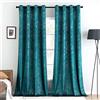 MIULEE Tenda per Camera da Letto in Velluto per Interni Letto Matrimoniale Tende per Finestre Tende per Soggiorno Moderne con Anelli Stampate d'Oro Decorative 2 Pannelli 140X245 cm Blu-Verde