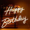 DS&DV Cartello luminoso al neon Happy Birthday da 0,91 m, 2 segnali luminosi a LED dimmerabili da appendere per la decorazione dello sfondo della festa di compleanno (Calore, 50,8 cm Happy Birthday)