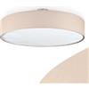 hofstein Lampada da soffitto HOFSTEIN Foggia, lampada in metallo/tessuto/plastica nichel opaco/beige/bianco, rotonda stile boho (Ø 60 cm), E27, sala pranzo, soggiorno, camera letto, cucina, corridoio