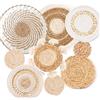 See Seattle Set di 9 cestini da parete in stile bohémien, da appendere, in rattan, vimini, decorazione da parete, ecologica, rotonda, per casa, camera da letto, soggiorno, tavolo, cucina, casa