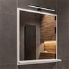 HAJDUK FURNITURE Bianco Specchio da Bagno con Illuminazione LED 4000K IP44 H:70 x L:60 cm - Specchio da Parete con Ripiani - Colore della custodia LED: Nero