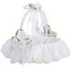 MINGZHE Cestini per Ragazza di Fiori per Matrimoni, Cesto Nuziale con Fiocco in Pizzo Bianco con Manico Pieghevole e Perla, Cesto di Fiori Artificiali per la Decorazione della