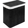 PANA®ECO Cesto biancheria in bambù con coperchio - 104 L, 52 x 32 x 63 cm | Sacco biancheria rimovibile - Cesto pieghevole - Compatto, pratico e robustoo - 100% Bambus - Ampia capacità