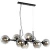 OCCMFZD E27 8-leggero Illuminazione A Sospensione, Lampadario A Sfera In Vetro Bolla Moderna Creativo Metallo Industriale Illuminazione Industriale Sala Da Pranzo Soggiorno Nero Fumo Grigio 110 Cm