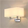 SANBDDLYY Lampada da Parete Cromata con Paralume in Stoffa, Lampada da Parete Moderna Minimalista a 2 Luci con Attacco E27, Lampade a Parete for Camera da Letto Comodino Corridoio Corridoio Hotel Lamp