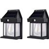 AntDau71® - 2 x Applique Lampada Da Parete Per Esterni Con Lampadina Filamento A Led Luce Calda Con Ricarica Ad Energia Solare Crepuscolare E Sensore Di Movimento - CW897-2