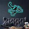 Collienght Segno moto con nome personalizzabile, luce notturna RGB motocross, decorazione murale, decorazione artistica murale per camera dei bambini (lampada da parete a 16 colori per moto - legno)