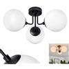 HOFSTEIN Lampada da soffitto Cabalonga, plafoniera in metallo/vetro smerigliato in nero/bianco, lampada moderna dal design retrò/vintage (Ø ombrelli 15 cm), 3 x E14, camera da letto, soggiorno, cucina