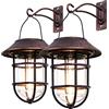 Icerona Lanterna solare da appendere per esterni, luci solari in metallo impermeabile con vetro trasparente, lampadine Edison a LED senza fili, lanterna da parete decorativa in alluminio con ganci
