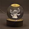 Creative Visualization lamp Lampada 3D LED Personaggio STIT CH - Sfera in Cristallo con Base in Legno Luminosa, Luce Notturna Decorativa per Cameretta e Regalo Originale (STITCH)