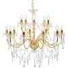 vidaXL Lampadario Rotondo a 2 Livelli 15 Lampadine E14 Elegante Anticato Lampada da Soffitto Luce a Sospensione per Interni Dorato in Metallo