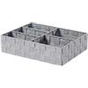 BM 4629 Cestino Portaoggetti Bagno Effetto Rattan, Cestini da Scaffale con 5 Scomparti Grigio Effetto Rattan Intrecciato Organizer Rettangolare Scatole Portaoggetti Adatto a Diversi Usi Organizzazione