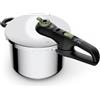 Tefal Secure Trendy P2580703 Pressure Cooker 6 L,2-Stage Cooker Intensive Level 117 °C,Gentle Level 112 °C,Induction Capsule Base,Suitable for all Cookers,Short Side Handle,Black,Green