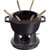 STAUB set per fonduta con 6 forchette, ghisa, 20 cm, 2,3 l, per fonduta di formaggio, cioccolato e carne, Made in France, nero