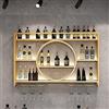 TELCIM Porta Bottiglie Da Vino Portabottiglie Da Parete Con Ripiano Espositivo, Mensola Per Vino Industriale Calice E Portabicchieri, Vetrinetta Pensile Da Parete, Espositore Creativo Per Vino Da Parete. ( C