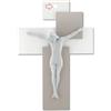 MEMORY SRL PICCOLO CROCIFISSO CROCE DA PARETE MODERNO 17X12 LEGNO tortora BIANCO CRISTO ME12101NB